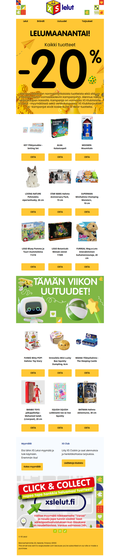 🚀 Lelumaanantaina kaikki normaalihintaiset tuotteet -20 %!
