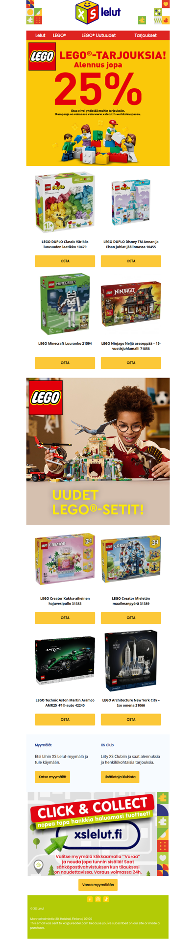 Valikoima LEGO®-tuotteita jopa -25%!🛍️