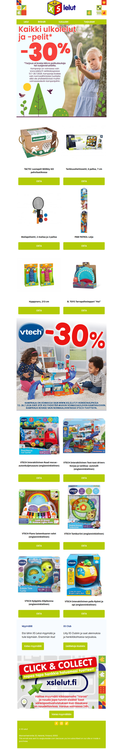Kaikki ulkolelut ja -pelit* & VTECH -30%