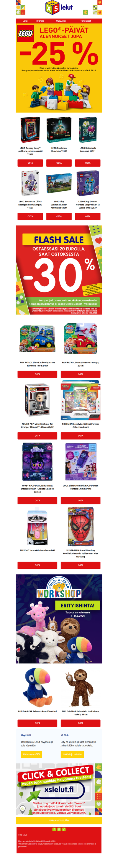 Valikoima LEGO®-tuotteita jopa -25%!🛍️