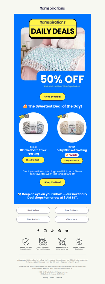 🍰 Today's Deal: 50% Off Frosting Yarns