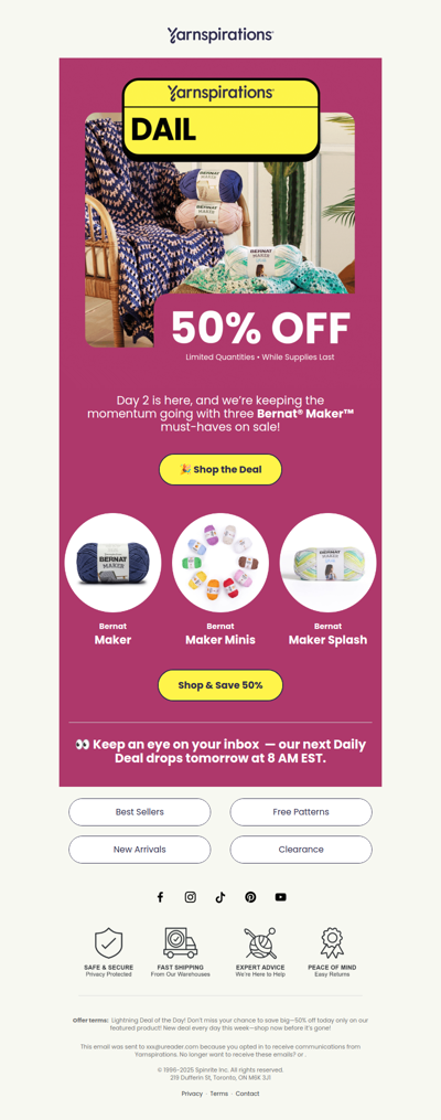 📆 Day 2 of Daily Deals: 50% Off Bernat Maker