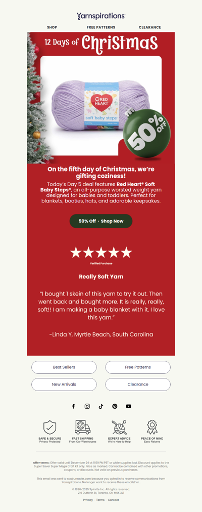 🎁Unwrap Day 5: 50% Off Soft Baby Steps Yarn!