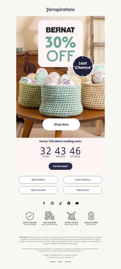 ⏰Hurry! 30% Off Bernat Is Ending