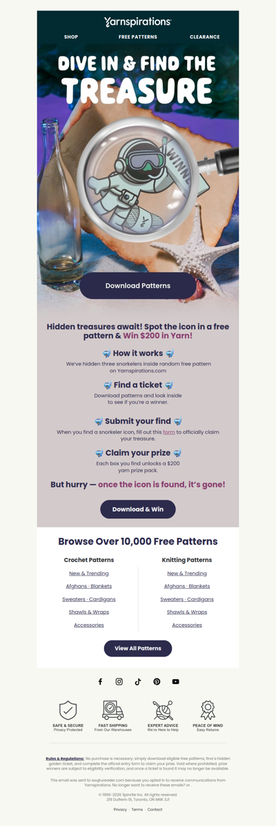 Dive In, Find The Treasure & Win $200 in Yarn!