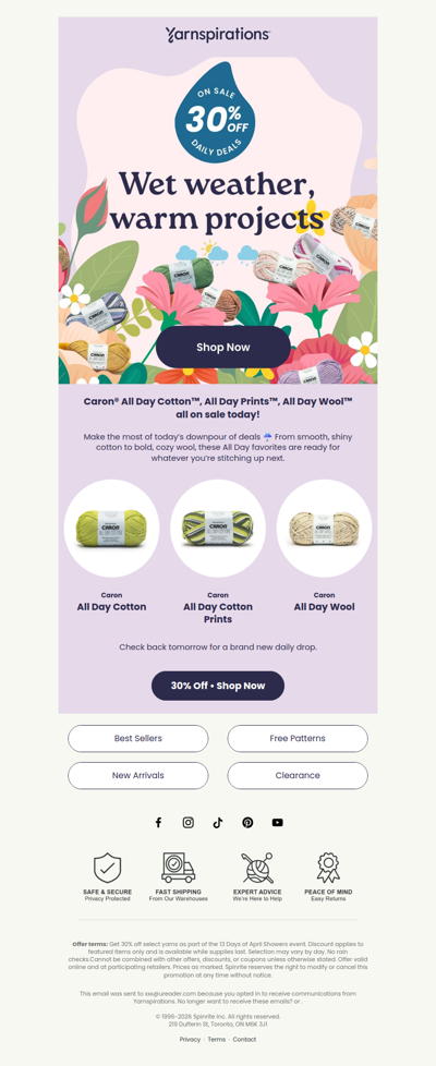 Today’s Drop: 30% Off Caron All Day Yarns