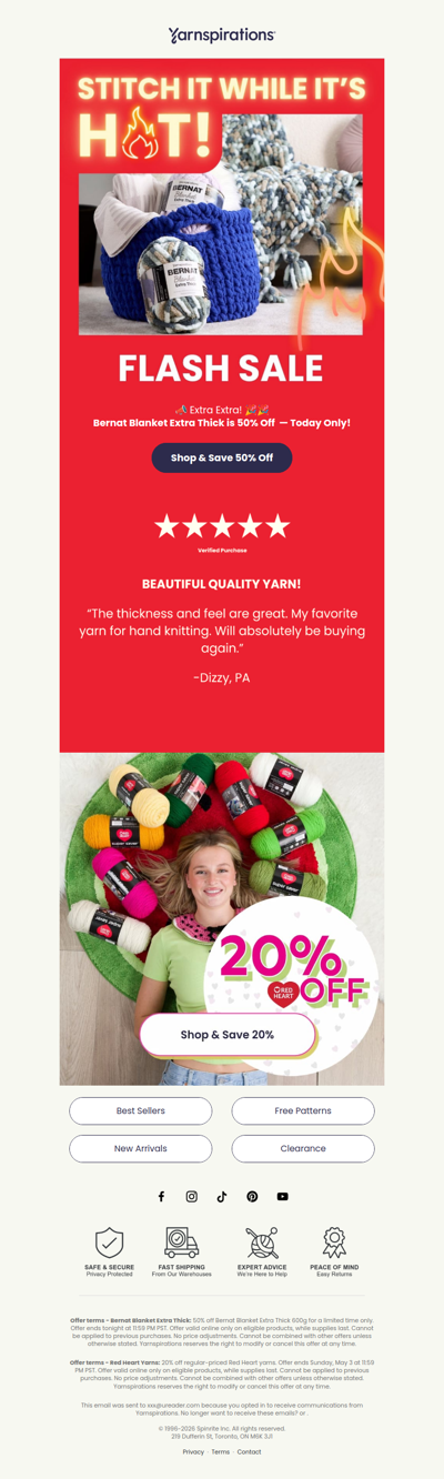 50% Off Bernat Blanket Extra Thick — Today Only