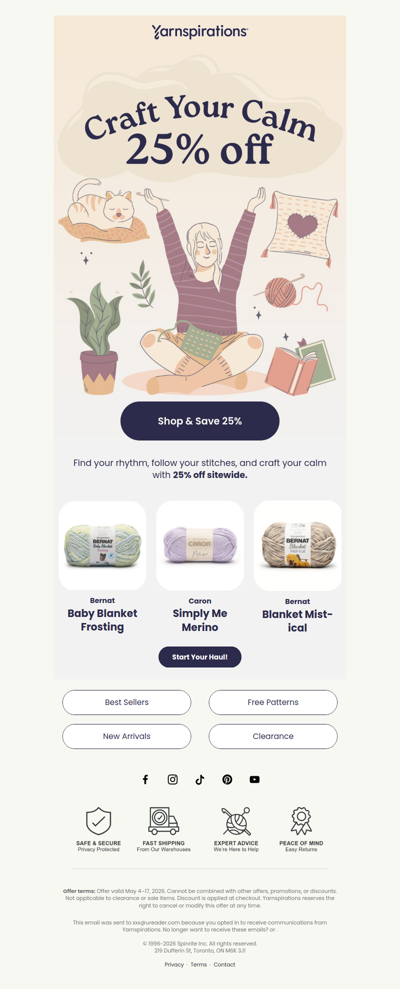 Take a breath. Take 25% off. 🧶