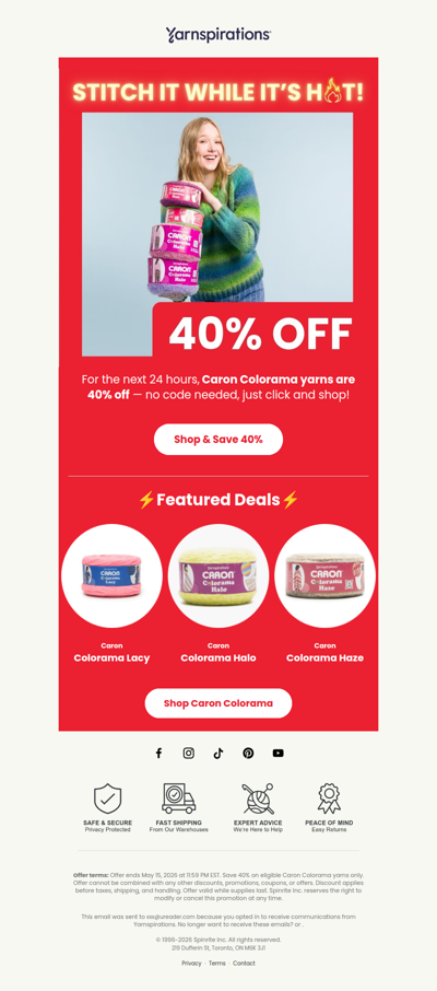 🚨 One Day Only! 40% Off Caron Colorama
