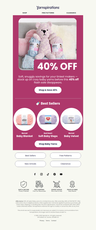 3-DAYS ONLY: 40% Off Baby Yarns