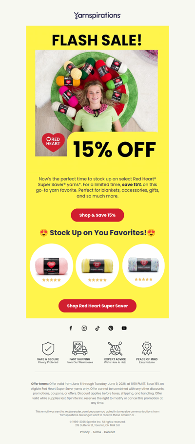 ⚡Flash Sale ⚡15% off Red Heart Super Saver Yarns