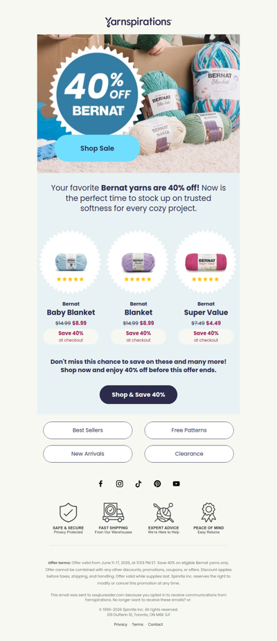 Stock Up: 40% Off Bernat