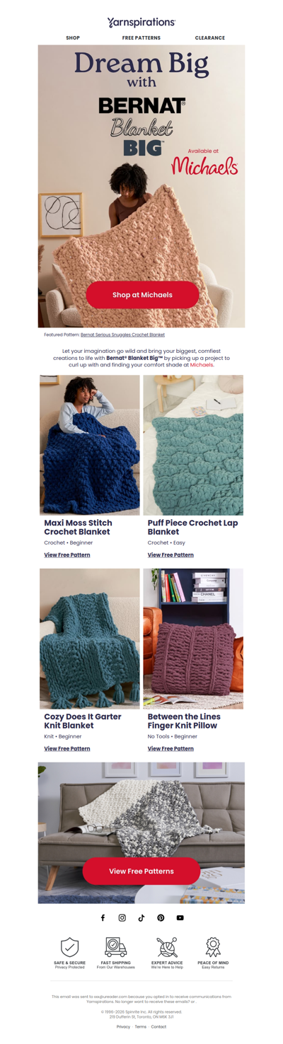 NEW Bernat Blanket Big Patterns