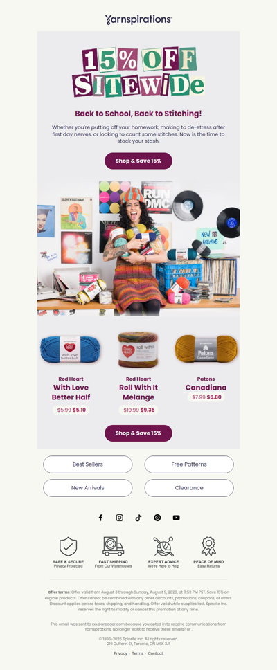 15% off for Back to School