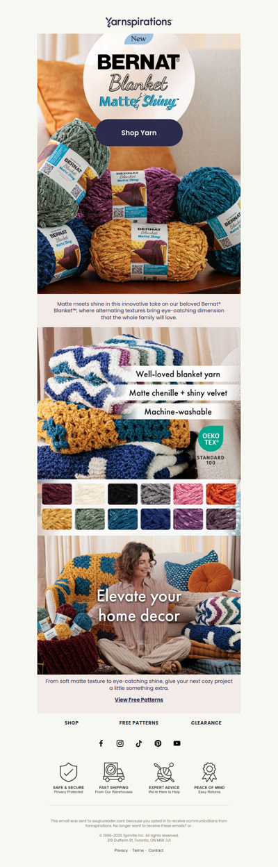 NEW Bernat Blanket Matte & Shiny