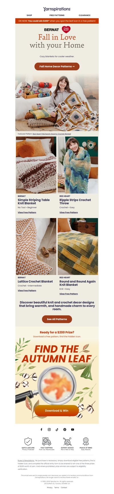 10 NEW Bernat & Red Heart Home Decor Patterns