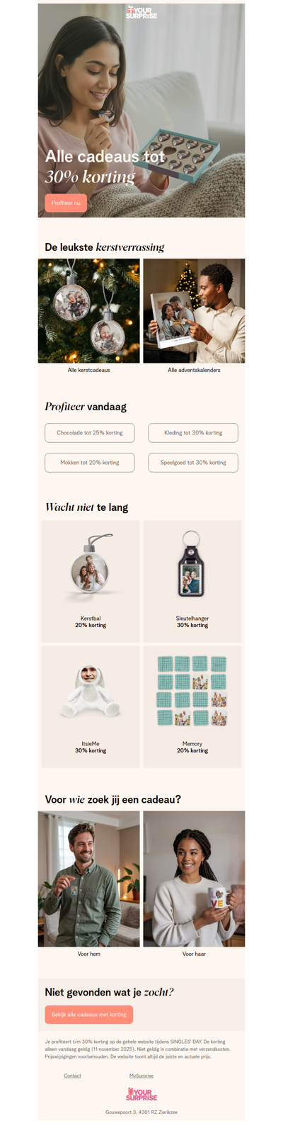 Het is SINGLES' DAY! Tot 30% korting op ALLE gepersonaliseerde cadeaus