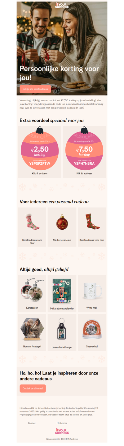 Kerstmagie in je inbox: tot €7,50 korting 🎁