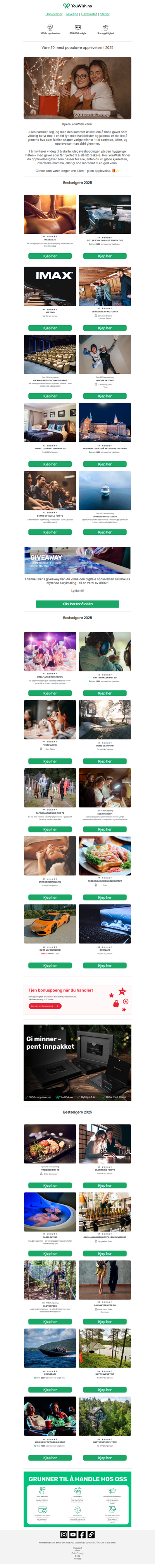 Start julegaveshoppingen nå – årets mest populære opplevelsesgaver i 2025   🤩