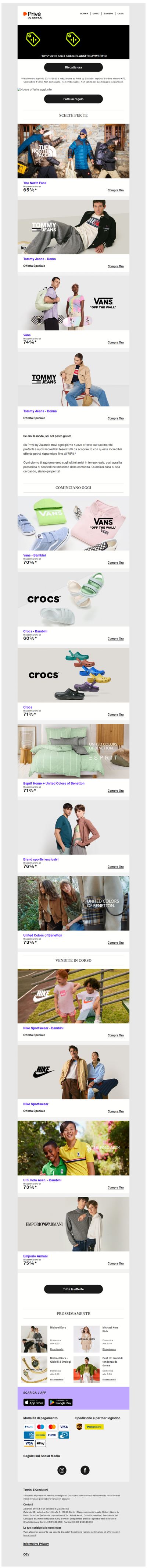 Vans, The North Face & 10% extra oggi