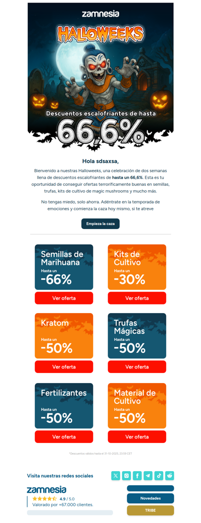 Bienvenido a Halloweeks: ahorra hasta un 66,6%