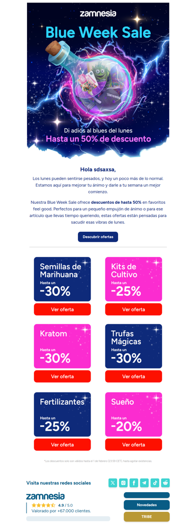 Di adiós al blues del lunes, hasta 50% 💙