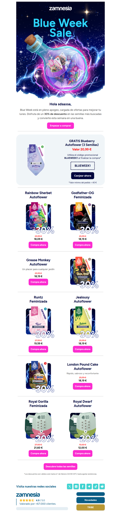 Haz crecer tus ahorros, 30% en Zamnesia Seeds 🌱