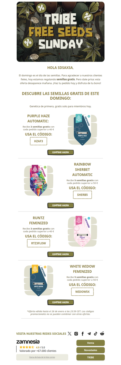 🔥 Free Seeds Sunday: ¡solo hoy!