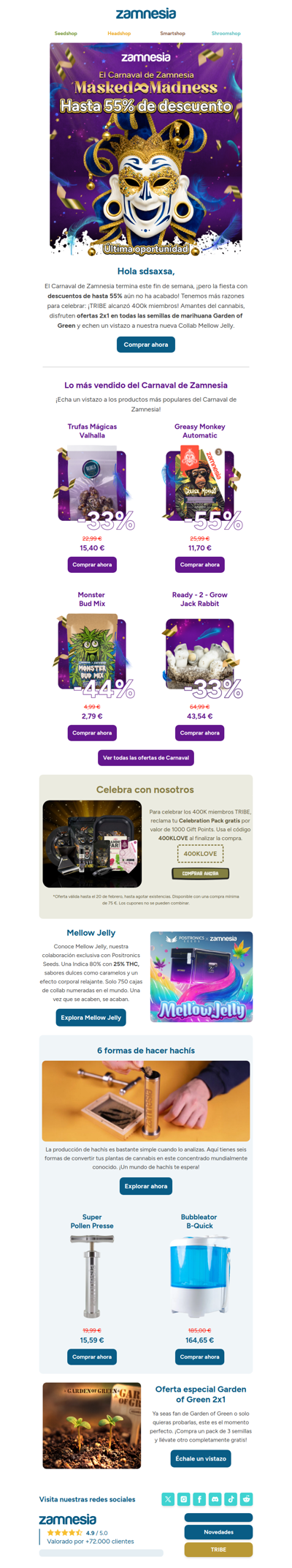 Ofertas de Carnaval -55% terminan pronto