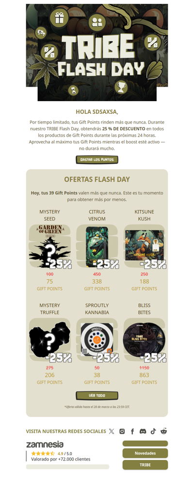 sdsaxsa, tus Gift Points acaban de recibir un boost del 25 % 💣