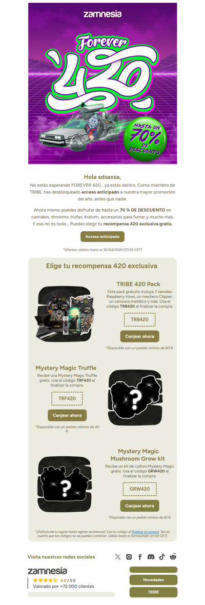 sdsaxsa, tu ACCESO ANTICIPADO a FOREVER 420 ya está disponible 🔥