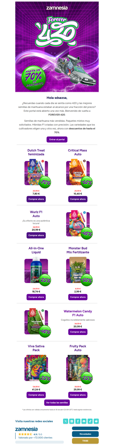 Hasta 70% de descuento en cientos de variedades y más 🌱