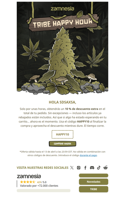 Solo esta noche: 10 % de descuento en todo tu pedido 🎉