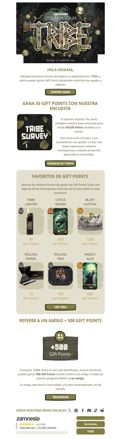 Nuevas formas de ganar TRIBE Gift Points 🎁