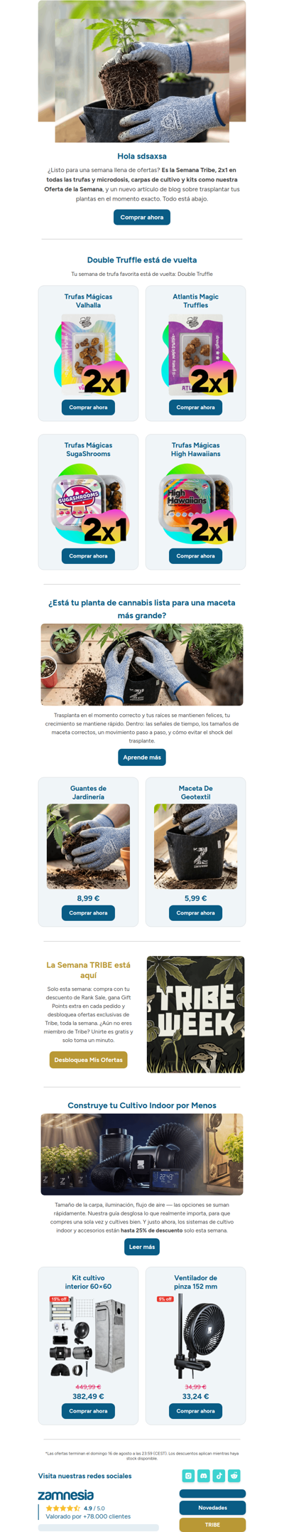 2x1 trufas, nueva guía de trasplante y 25% de descuento en armarios de cultivo