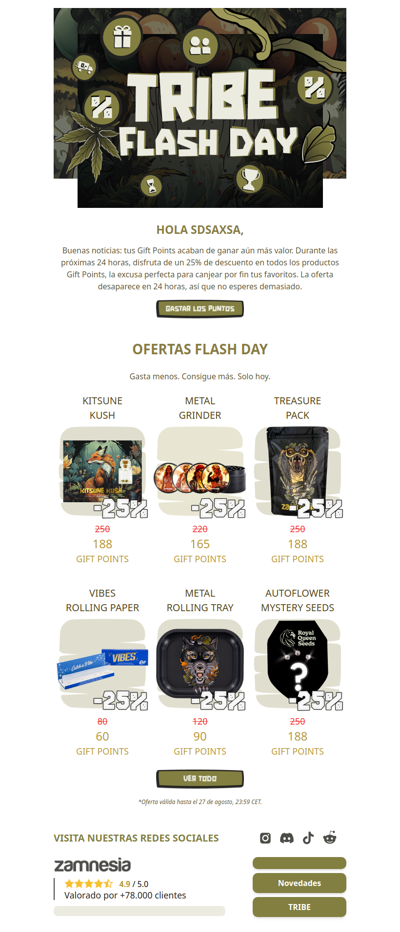 Flash Day: tus Gift Points valen más hoy 🎉