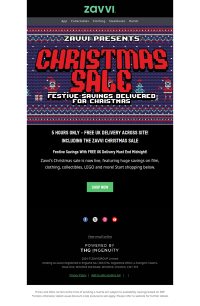 5 Hours Only - FREE Delivery Across Site Including SALE [Act Fast!]