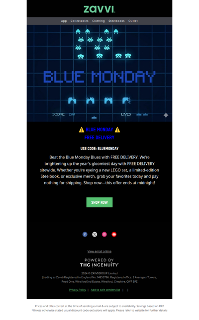 Blue Monday! FREE Delivery Across Site