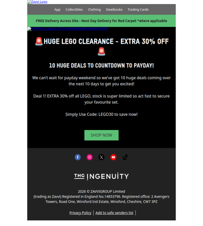 LEGO CLEARANCE EXTRA 30% OFF! PayDay Weekend Countdown