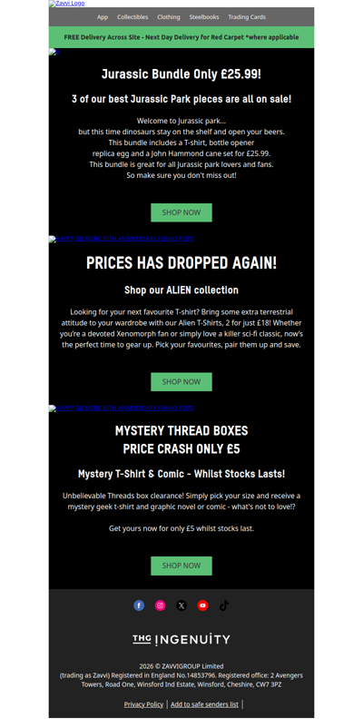 Jurassic Park Bundle | Alien T-shirts Bundle | Threads Mystery Box Price Crash