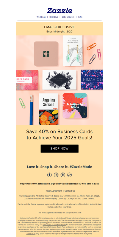 EMAIL-EXCLUSIVE: Save 40% on Biz Cards!