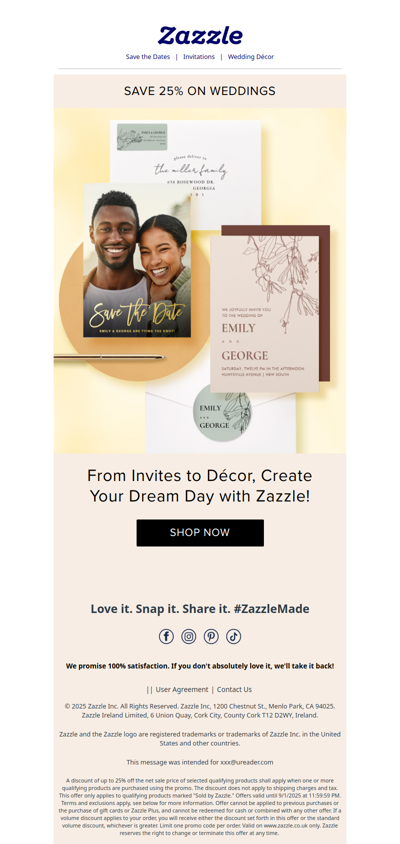 Save 25% on Everything in Our Wedding Shop!