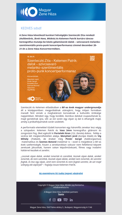 A Radnóti Színház és a Jurányi után a Zene Házában is rendez Szenteczki Zita