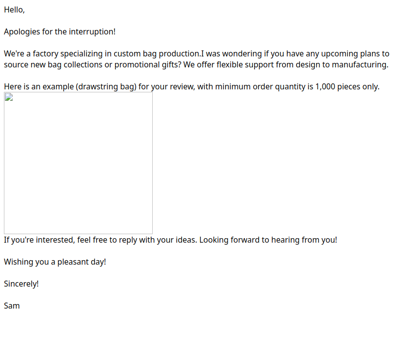 Re:Drawstring bag for branding 2026/2/282:45:14