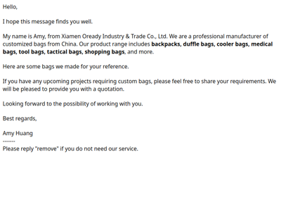 Re:Professional bag manufacturer ​2026/3/17 17:38:41