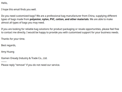 Re: Professional bag manufacturer 2026/9/15 17:09:16