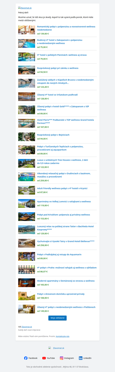 Tieto ponuky máte v obľúbených. Gratulujeme k skvelému výberu