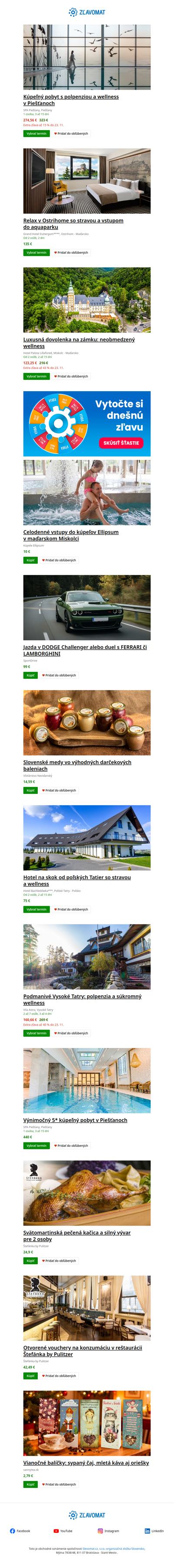 Najlepšie ponuky minulého týždňa ★ Pobyt v 4* kúpeľnom hoteli v Piešťanoch: polpenzia, neobmedzené sauny a bazény aj minerálny kúpeľ