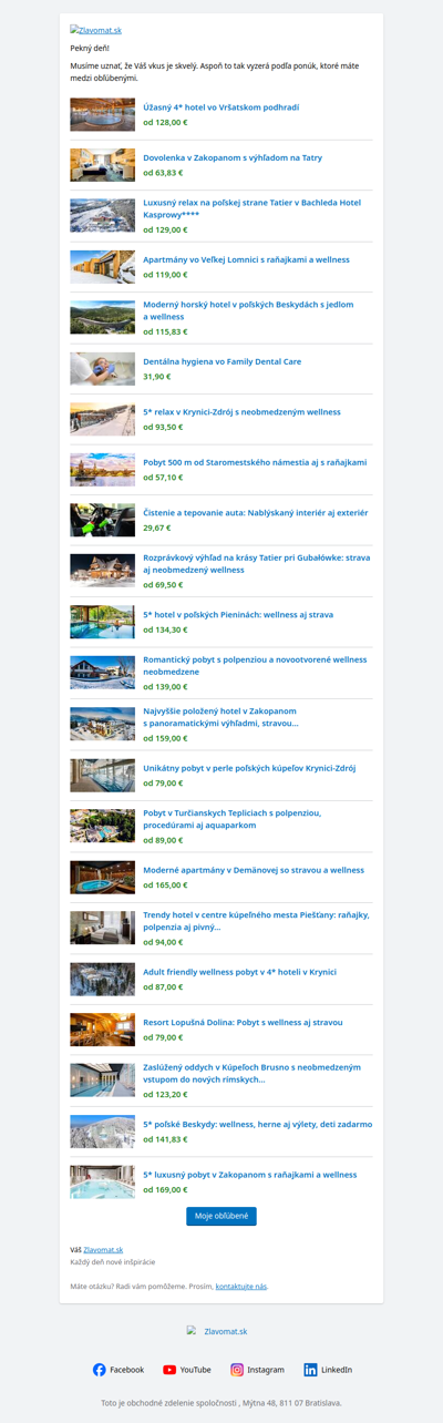 Tieto ponuky máte v obľúbených. Gratulujeme k skvelému výberu