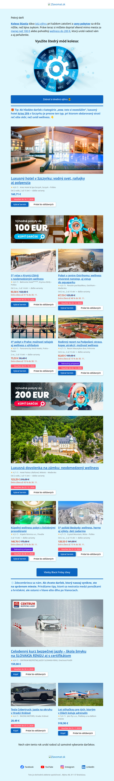 Black Friday výhra je vaša a pobyty do 100 € tiež